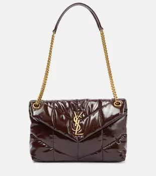 Маленькая кожаная сумка через плечо puffer Saint Laurent, красный