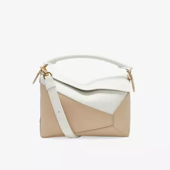 Маленькая кожаная сумка через плечо Puzzle Loewe, белый