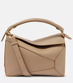Маленькая кожаная сумка через плечо Puzzle Edge Loewe, коричневый