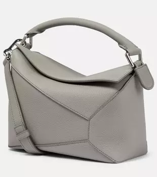 Маленькая кожаная сумка через плечо Puzzle Loewe, серый