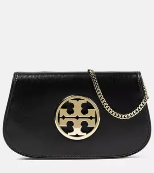 Маленькая кожаная сумка через плечо reva Tory Burch, черный
