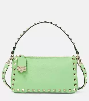 Маленькая кожаная сумка через плечо rockstud Valentino Garavani, зеленый