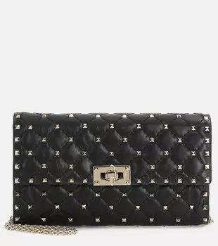 Маленькая кожаная сумка через плечо Rockstud Spike Valentino Garavani, черный