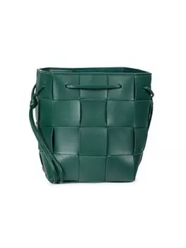 Маленькая кожаная сумка через плечо с кассетой Bottega Veneta, темно-зеленый
