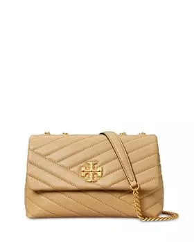 Маленькая кожаная сумка через плечо с шевроном Kira Chevron Tory Burch, цвет Tan/Beige