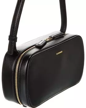 Маленькая кожаная сумка через плечо с логотипом Jil Sander, черный