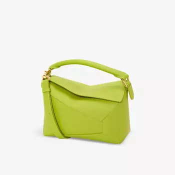 Маленькая кожаная сумка через плечо с пазл-краем Loewe, зеленый