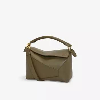 Маленькая кожаная сумка через плечо с пазл-краем Loewe, зеленый