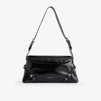 Маленькая кожаная сумка через плечо с фирменной пряжкой Voyou Givenchy, черный