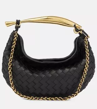 Маленькая кожаная сумка через плечо sardine Bottega Veneta, черный