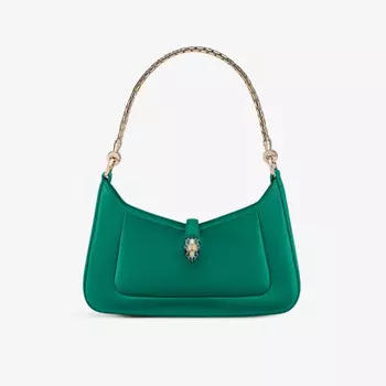 Маленькая кожаная сумка через плечо Serpenti baia Bvlgari, зеленый