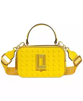 Маленькая кожаная сумка через плечо Simone с эффектом металлик и камерой Karl Lagerfeld Paris, желтый