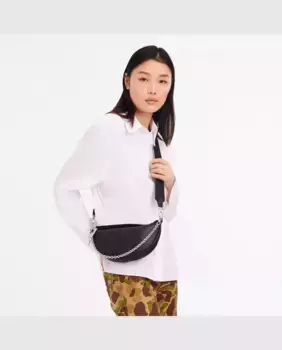 Маленькая кожаная сумка через плечо Smile Longchamp, черный