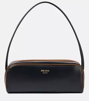 Маленькая кожаная сумка через плечо Swing Prada, Nero+Nocciola