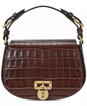 Маленькая кожаная сумка через плечо Tanner Lauren Ralph Lauren, коричневый