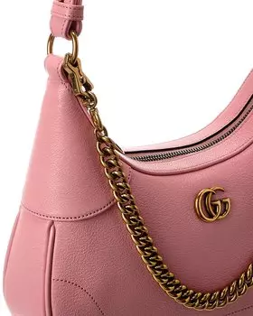 Маленькая кожаная сумка-хобо Gucci Aphrodite, розовый