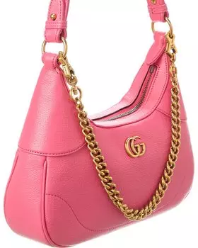 Маленькая кожаная сумка-хобо Gucci Aphrodite, розовый