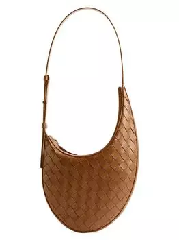 Маленькая кожаная сумка-хобо Intecciato Bottega Veneta