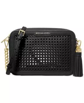 Маленькая кожаная сумка jet set для фотоаппарата Michael Kors, черный
