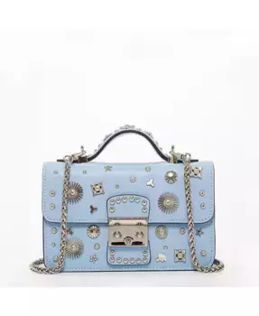 Маленькая кожаная сумка-кроссбоди светло-голубого цвета, женская сумка через плечо SUSU, синий