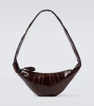 Маленькая кожаная сумка-кроссовер Croissant Small Lemaire, Chocolate Fondant