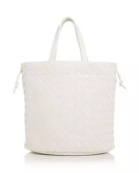 Маленькая кожаная сумка-мешок Castello Intreccio Bottega Veneta, цвет White