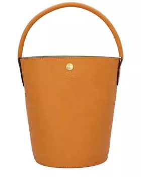 Маленькая кожаная сумка-мешок Longchamp pure, оранжевый