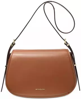 Маленькая кожаная сумка-мессенджер Lydia с клапаном Michael Kors, коричневый