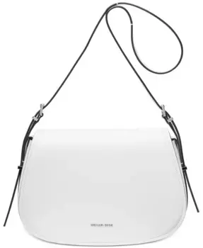 Маленькая кожаная сумка-мессенджер Lydia с клапаном Michael Kors, белый
