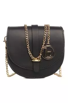 Маленькая кожаная сумка на металлической цепочке Lia Biassoni, черный