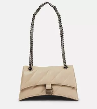 Маленькая кожаная сумка на плечо Crush Balenciaga, бежевый