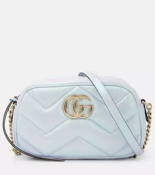 Маленькая кожаная сумка на плечо gg marmont Gucci, серебро