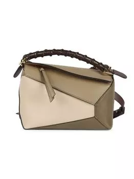 Маленькая кожаная сумка-пазл Loewe, зеленый