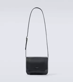Маленькая кожаная сумка-почтальон Saint Laurent, черный