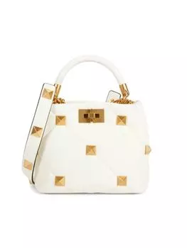 Маленькая кожаная сумка с римскими заклепками Valentino Garavani, слоновая кость