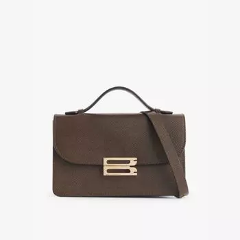 Маленькая кожаная сумка с ручкой сверху и пряжкой Victoria Beckham, хаки