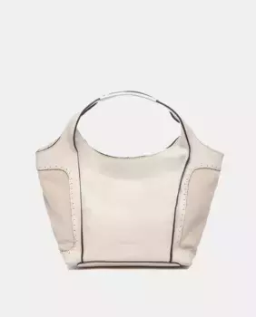 Маленькая кожаная сумка-шопер с несколькими ручками Abbacino, бежевый