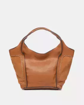 Маленькая кожаная сумка-шопер с несколькими ручками Abbacino, коричневый