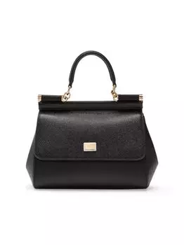 Маленькая кожаная сумка Sicily с верхней ручкой DOLCE&GABBANA, черный