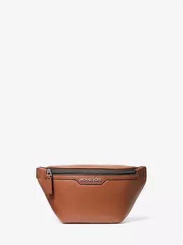 Маленькая кожаная сумка-слинг Cooper Michael Kors, коричневый