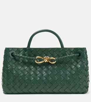 Маленькая кожаная сумка-тоут andiamo Bottega Veneta, зеленый