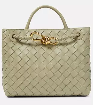 Маленькая кожаная сумка-тоут andiamo Bottega Veneta, зеленый