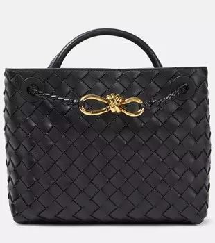 Маленькая кожаная сумка-тоут andiamo Bottega Veneta, черный