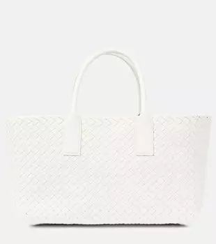 Маленькая кожаная сумка-тоут cabat Bottega Veneta, белый