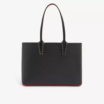 Маленькая кожаная сумка-тоут cabata с заклепками Christian Louboutin, черный