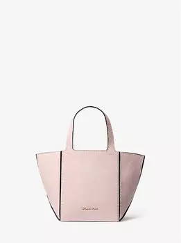 Маленькая кожаная сумка-тоут jordi с принтом в виде денима с лунным новым годом Michael Kors, розовый