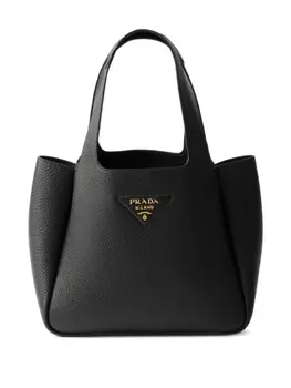 Маленькая кожаная сумка-тоут Prada, черный