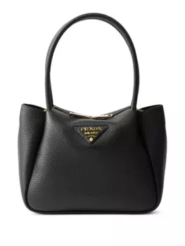 Маленькая кожаная сумка-тоут Prada, черный