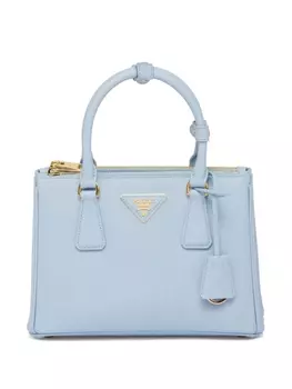 Маленькая кожаная сумка-тоут Prada Galleria, синий