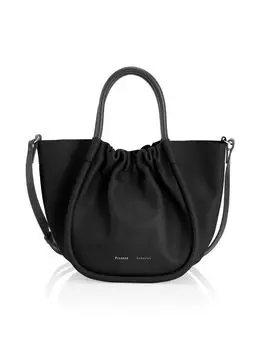 Маленькая кожаная сумка-тоут с рюшами Proenza Schouler, черный